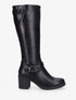Bottes en simili à talon haut - Noir - 1
