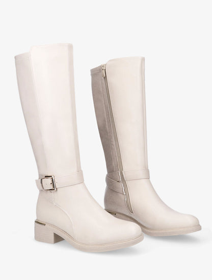 Bottes classiques à empiècement métallique - Beige - 4
