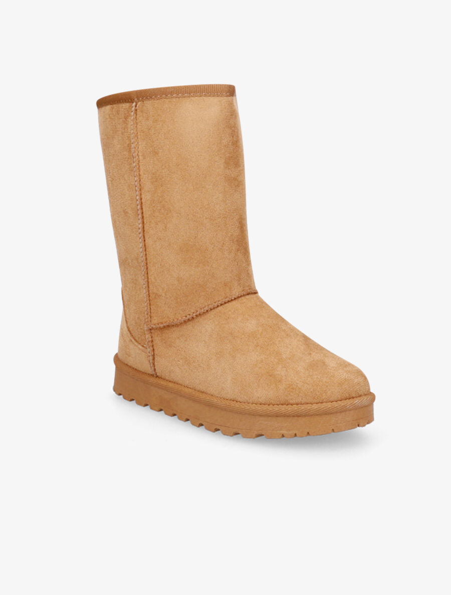 Boots fourrées montantes en suédine - Camel - 2
