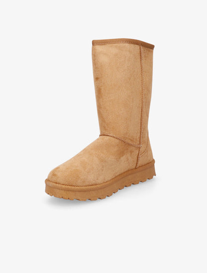 Boots fourrées montantes en suédine - Camel - 3