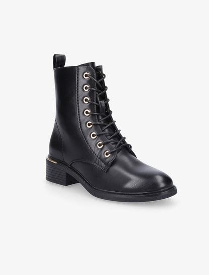 Boots lacées à empiècement doré - Noir - 2