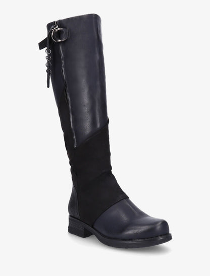 Bottes bi-matière à talon stylisé - Noir - 2