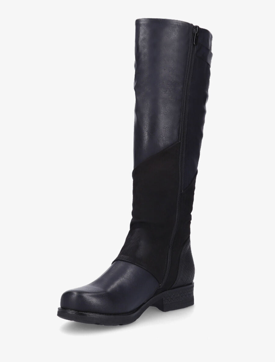 Bottes bi-matière à talon stylisé - Noir - 3