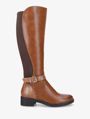Bottes élastiquées à contrefort effet croco - Camel - 5