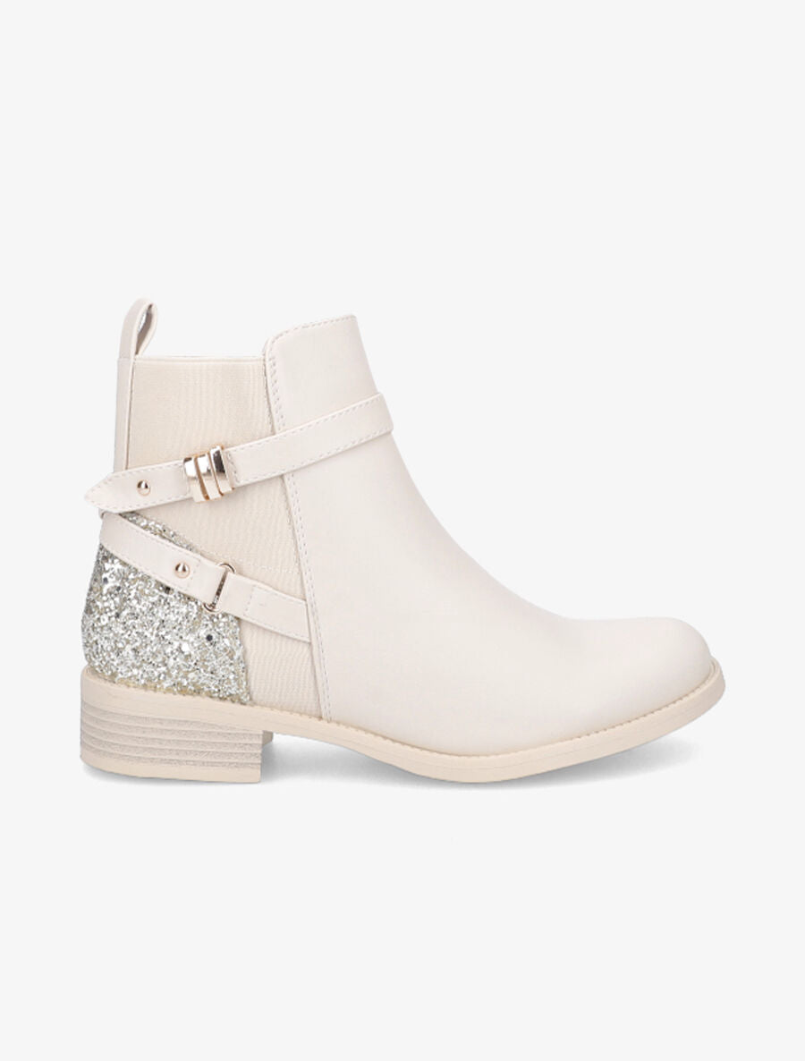 Bottines à contrefort pailleté - Beige - 1