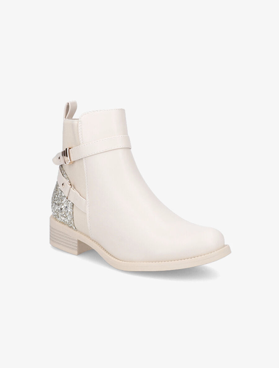 Bottines à contrefort pailleté - Beige - 2