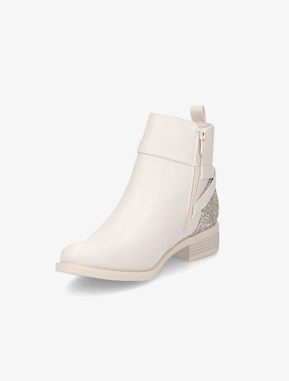 Bottines à contrefort pailleté - Beige - 3