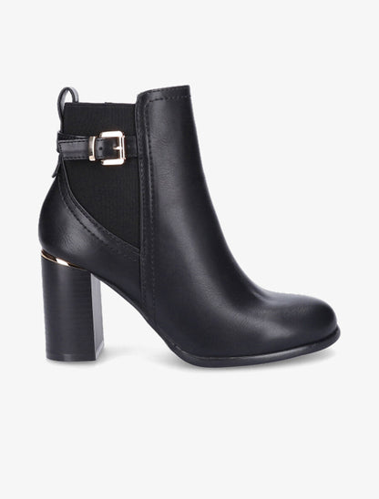 Bottines à talon et boucle - Noir - 1