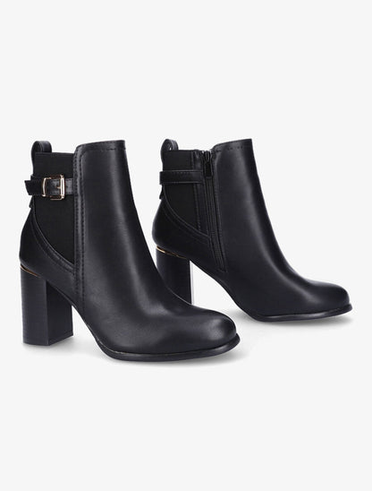 Bottines à talon et boucle - Noir - 4