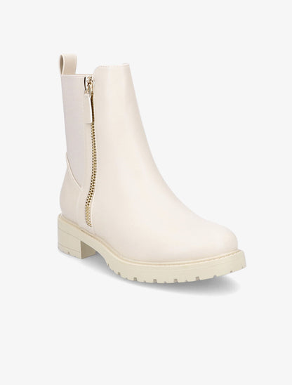 Bottines élastiquées à zip décoratif - Beige - 2