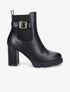 Bottines à talon et boucle en simili - Noir - 1