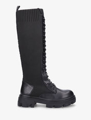 Bottes style chaussettes à lacets - Noir - 1