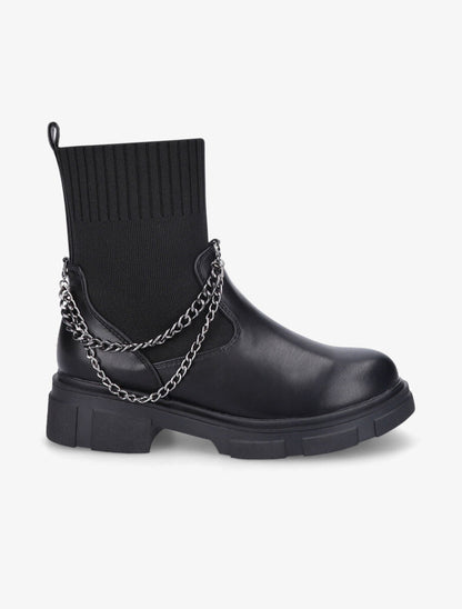 Bottines chaussettes et chaînettes amovibles - Noir - 1