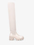 Cuissardes en tissu côtelé et simili vernis - Beige - 5