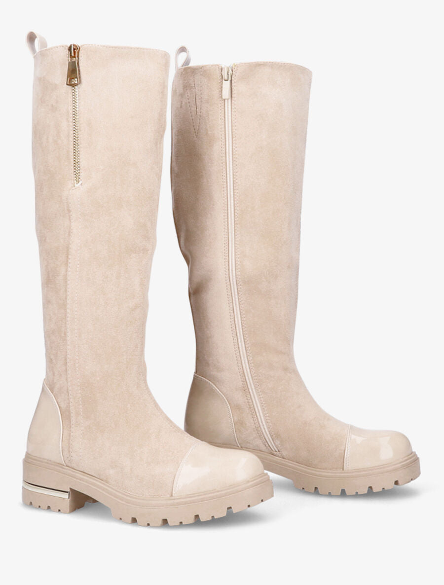 Bottes à bouts vernis - Beige - 4
