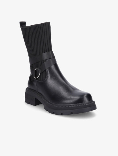 Bottines style chaussettes à boucle amovible - Noir - 2