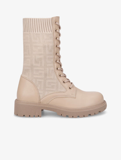 Bottines style chaussettes à motif grec - Beige foncé - 5