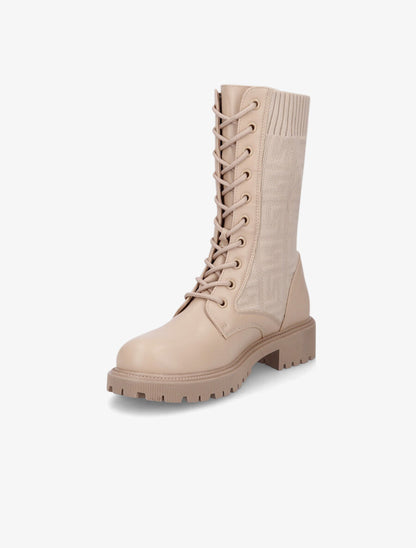 Bottines style chaussettes à motif grec - Beige foncé - 3