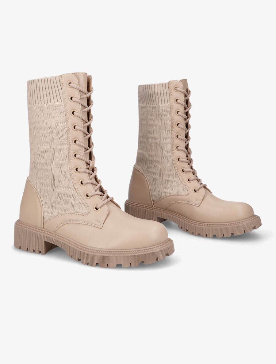 Bottines style chaussettes à motif grec - Beige foncé - 4