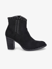 Bottines style santiag en suédine - Noir - 1