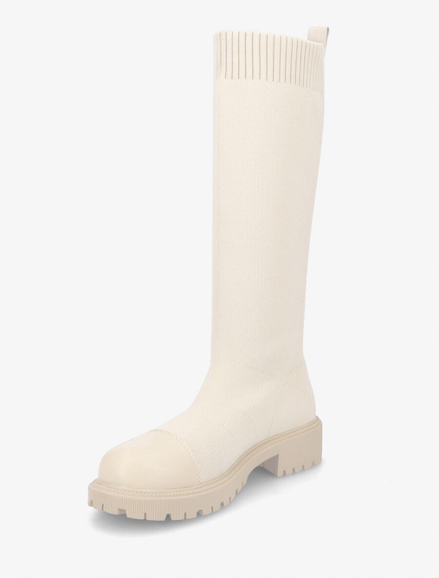 Bottes style chaussettes en maille - Beige - 3