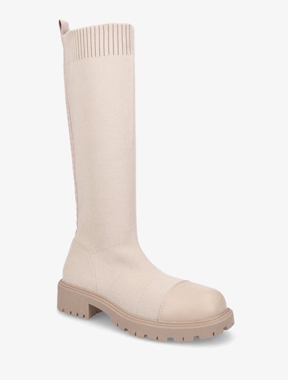 Bottes style chaussettes en maille - Taupe - 2