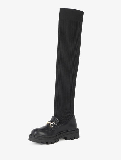 Cuissardes style chaussette à boucle - Noir - 2