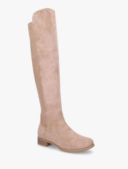 Bottes plates en suédine et tissu - Taupe - 2
