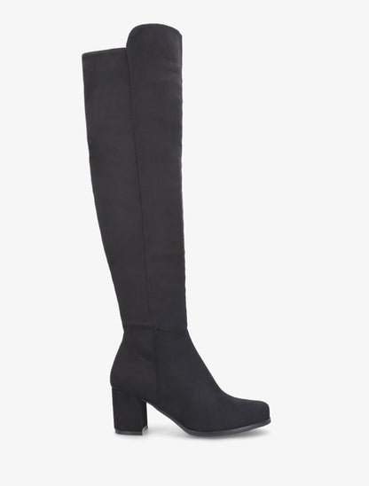 Bottes en suédine à talon épais - Noir - 5