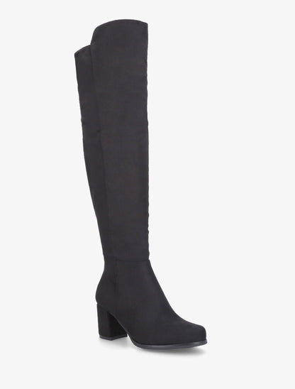 Bottes en suédine à talon épais - Noir - 2