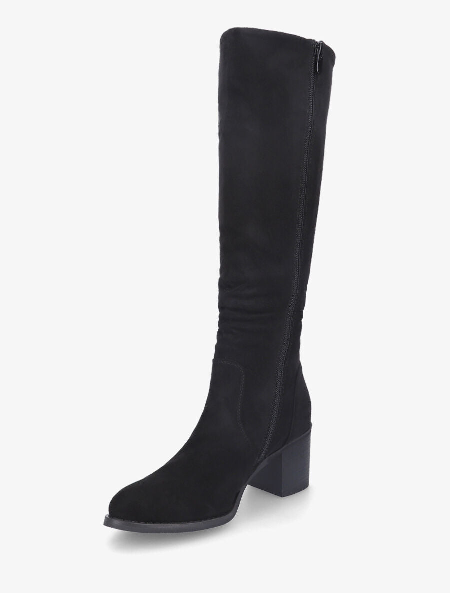 Bottes fourrées en suédine effet plissé - Noir - 3