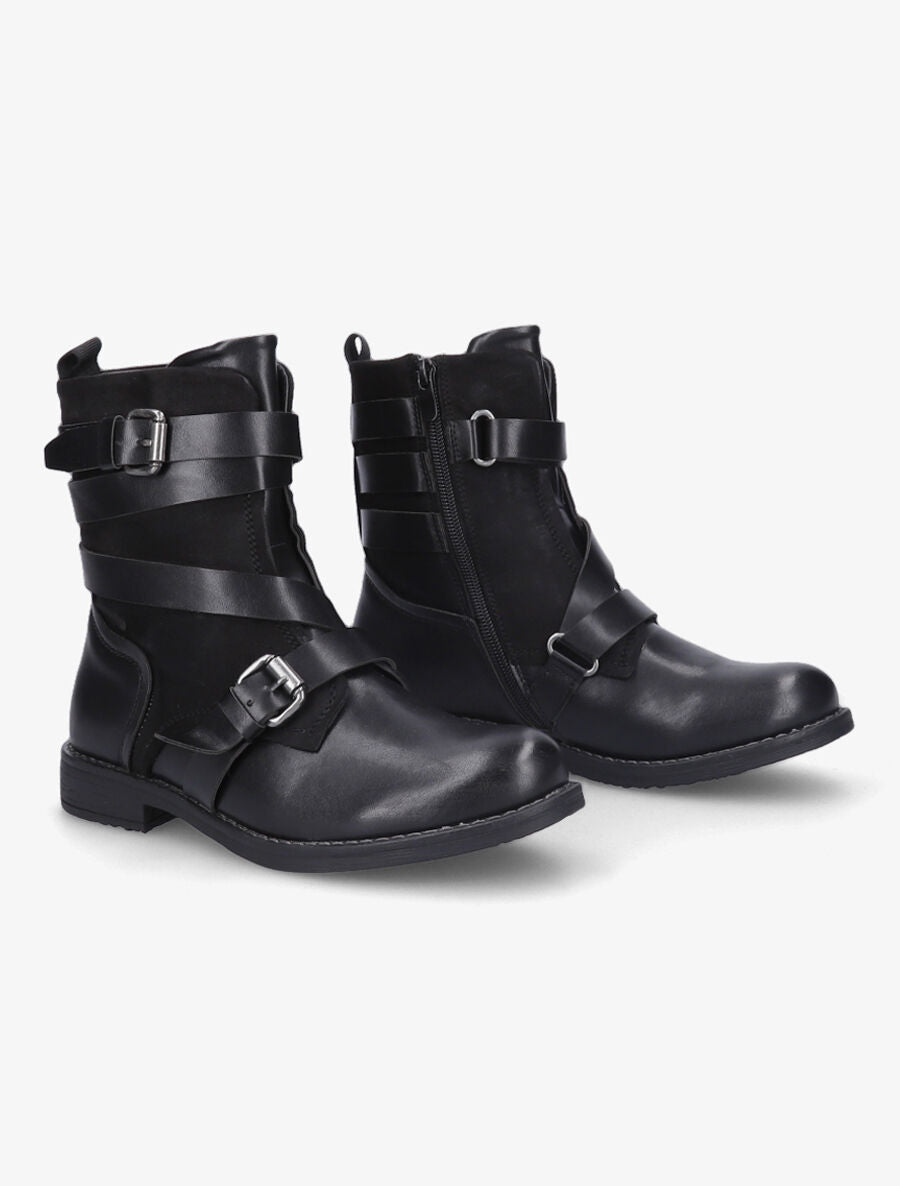 Bottines montantes à sangles - Noir - 4