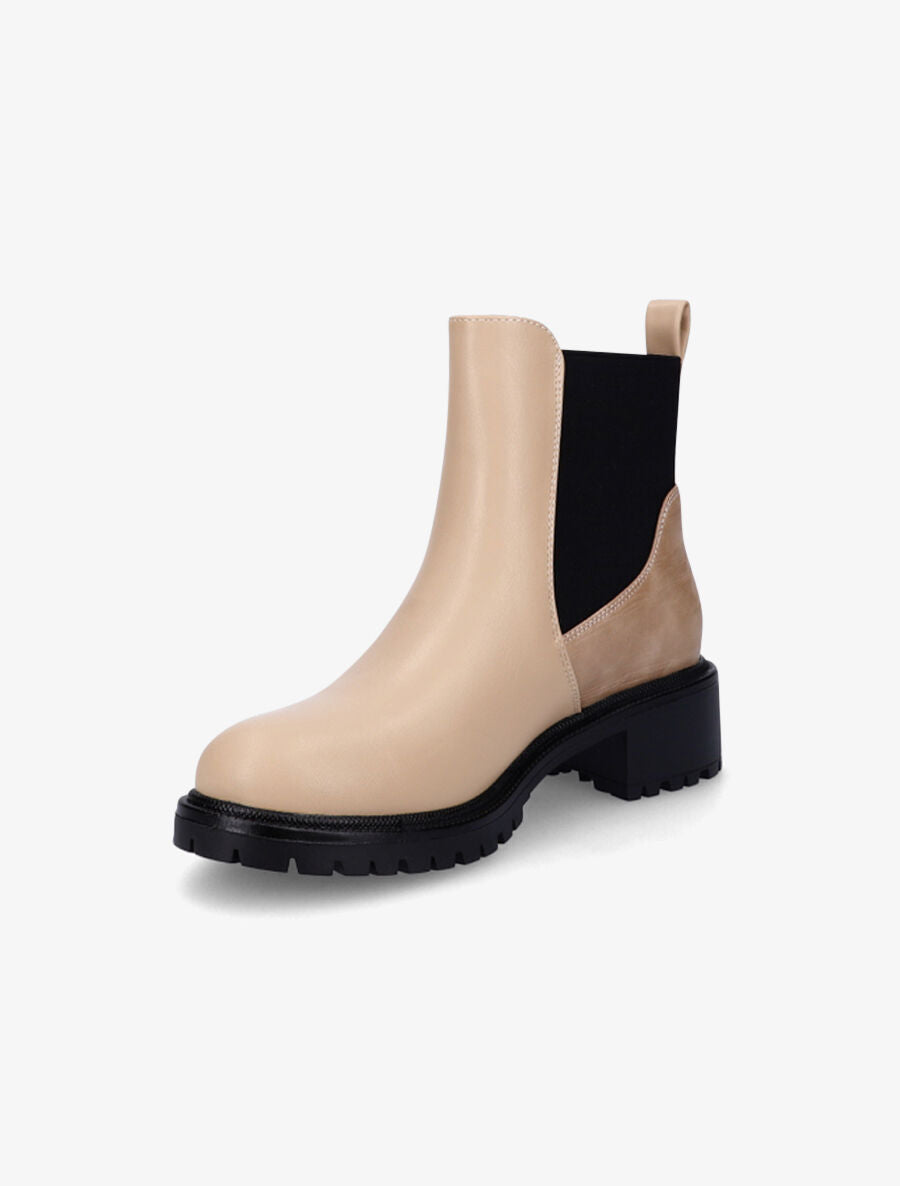Bottines élastiquées à contrefort texturé - Beige - 3