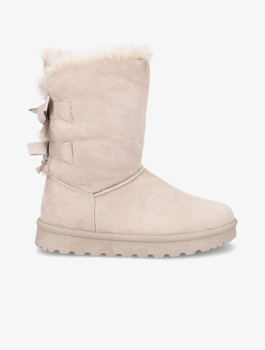 Boots en suédine à noeud - Beige - 1