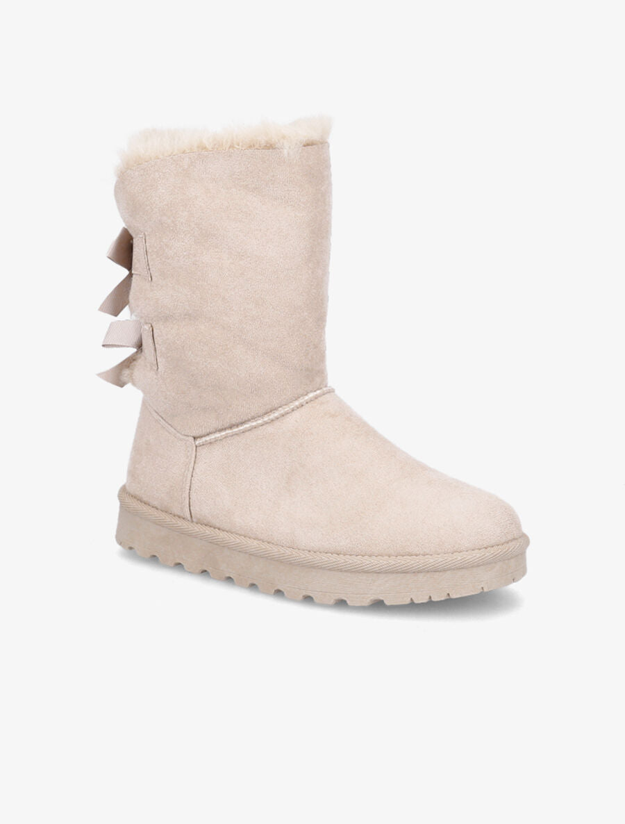 Boots en suédine à noeud - Beige - 2