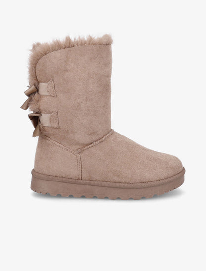 Boots en suédine à noeud - Taupe - 1