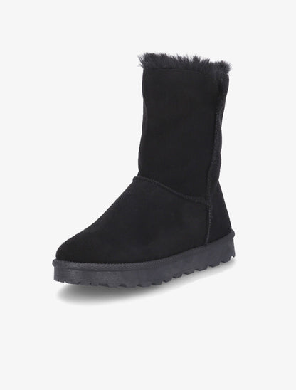Boots fourrées en suédine et à zip - Noir - 3