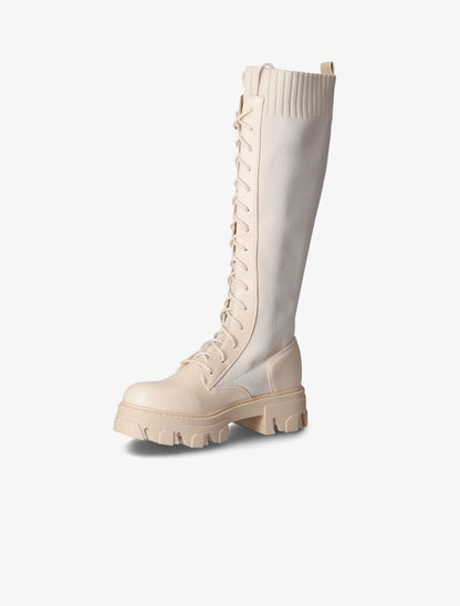 Bottes bi-matière à lacets - Beige - 4