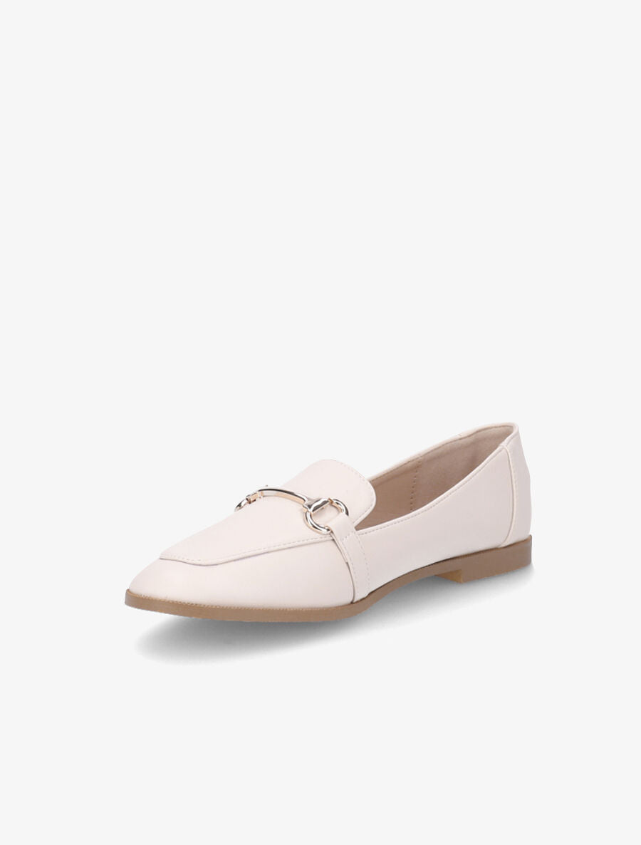 Mocassins à boucle en simili - Beige - 3