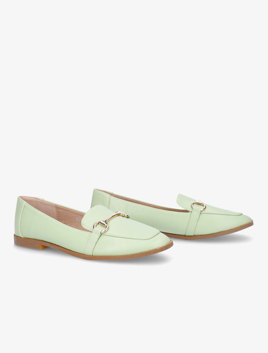 Mocassins à boucle en simili - Vert amande - 4