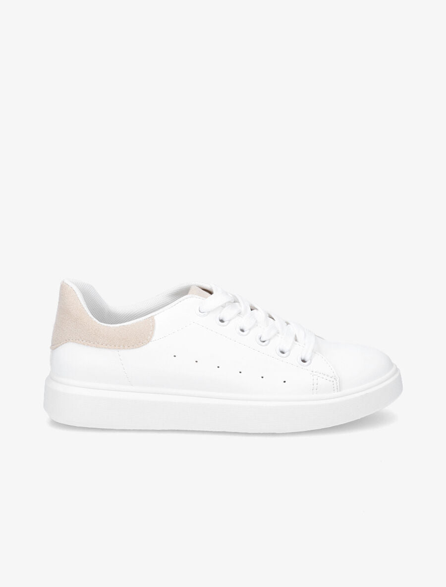 Sneakers à contrefort et languette contrastants - Beige - 1