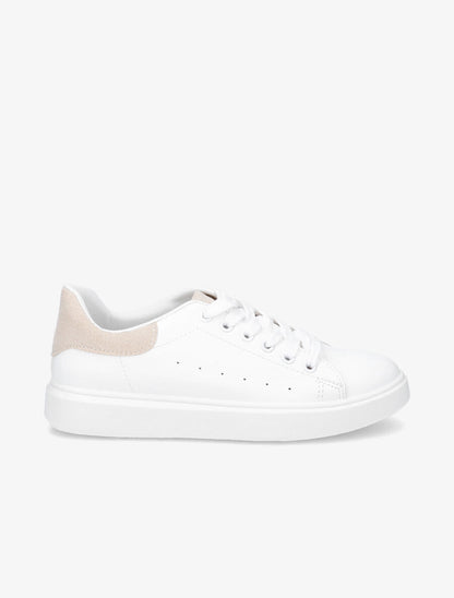 Sneakers à contrefort et languette contrastants - Beige - 1
