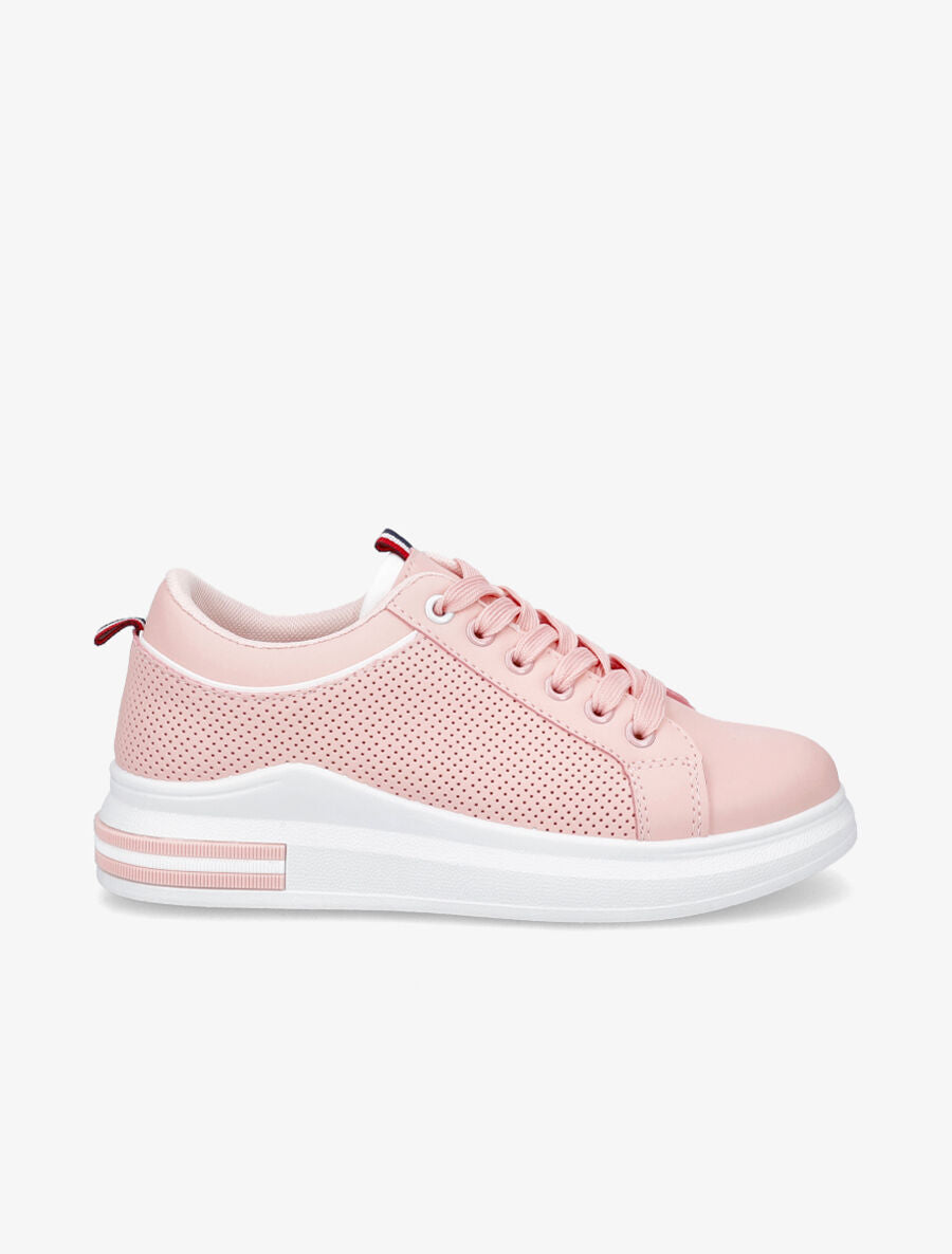 Baskets en simili piquetées - Rose - 5