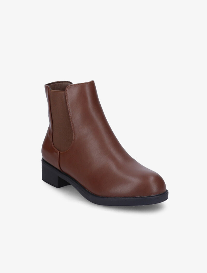Chelsea boots en simili à semelle contrastante - Marron - 3