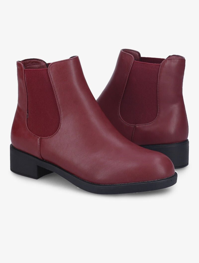 Chelsea boots en simili à semelle contrastante - Bordeaux - 1