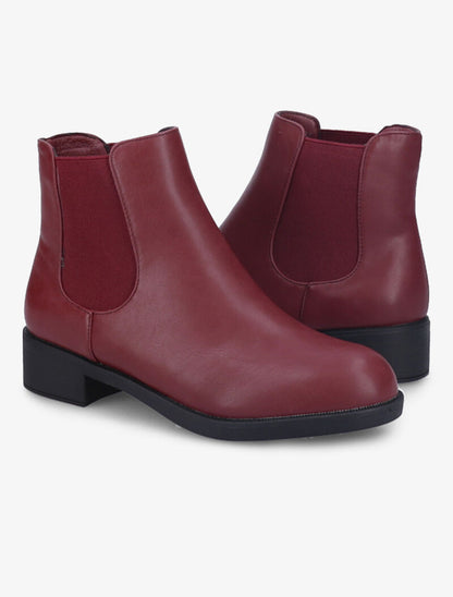 Chelsea boots en simili à semelle contrastante - Bordeaux - 1