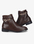 Bottines à chaîne décorative dorée - Marron - 1