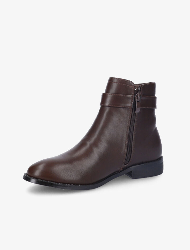Bottines à chaîne décorative dorée - Marron - 4