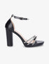 Sandales à talon haut et strass en simili - Noir - 1