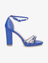 Sandales à talon haut et strass en simili - Bleu électrique - 5